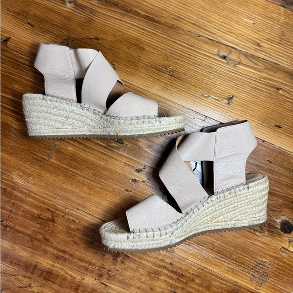 Eileen Fisher Women’s Willow Tumbled Leather Wedge Espadrille Sandals Nude 9.5‎ - Picture 7 of 14